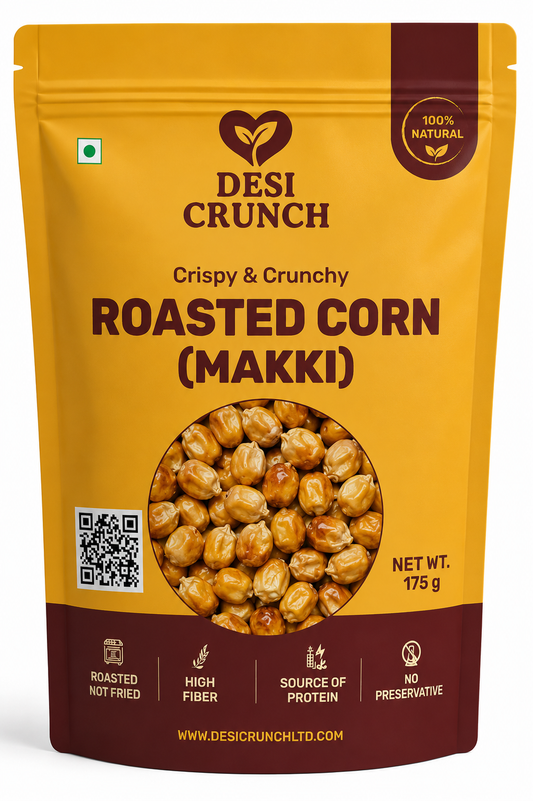 Desi Crunch Roasted Corn (Minimum Order: 2 Packs)(Makki) 175g – Roasted Not Fried | High Fibre Snack | Source of Protein | No Preservatives